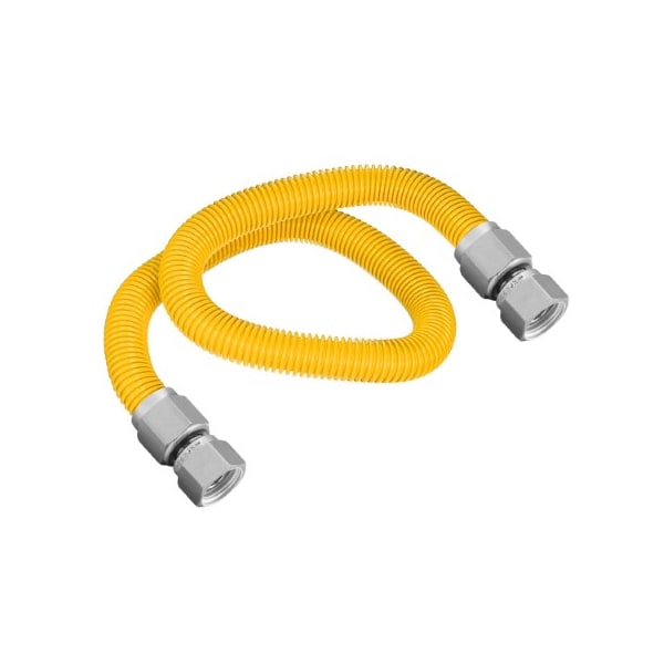 Flextron Gas Line Hose 1/2'' O.D.x48'' Len 1/2" FIP Fittings Yellow Coated Stainless Steel Flexible Connector FTGC-YC38-48B - main